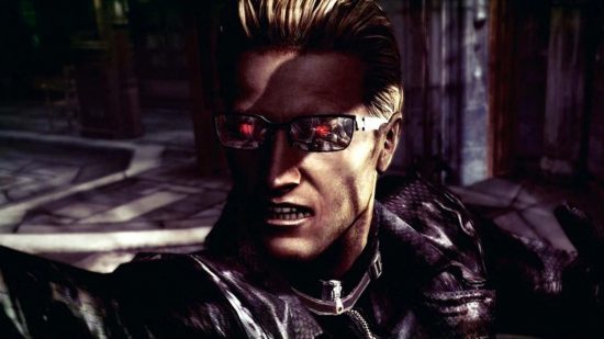 Wesker de Resident Evil ficou parado com olhos vermelhos brilhantes