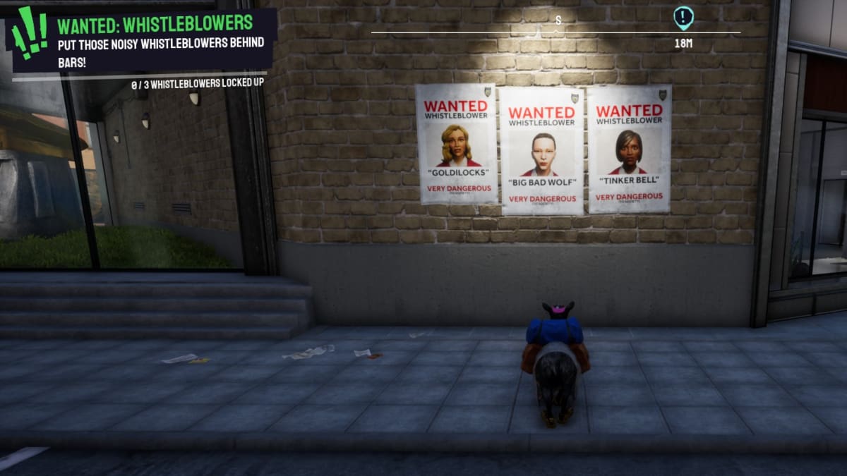 Cartazes de procurados de denunciantes no Goat Simulator 3