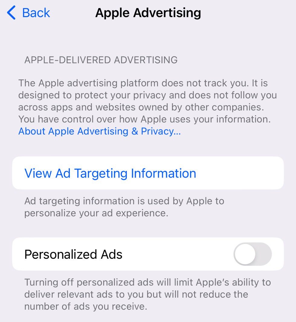 Como desativar os anúncios personalizados no iPhone.